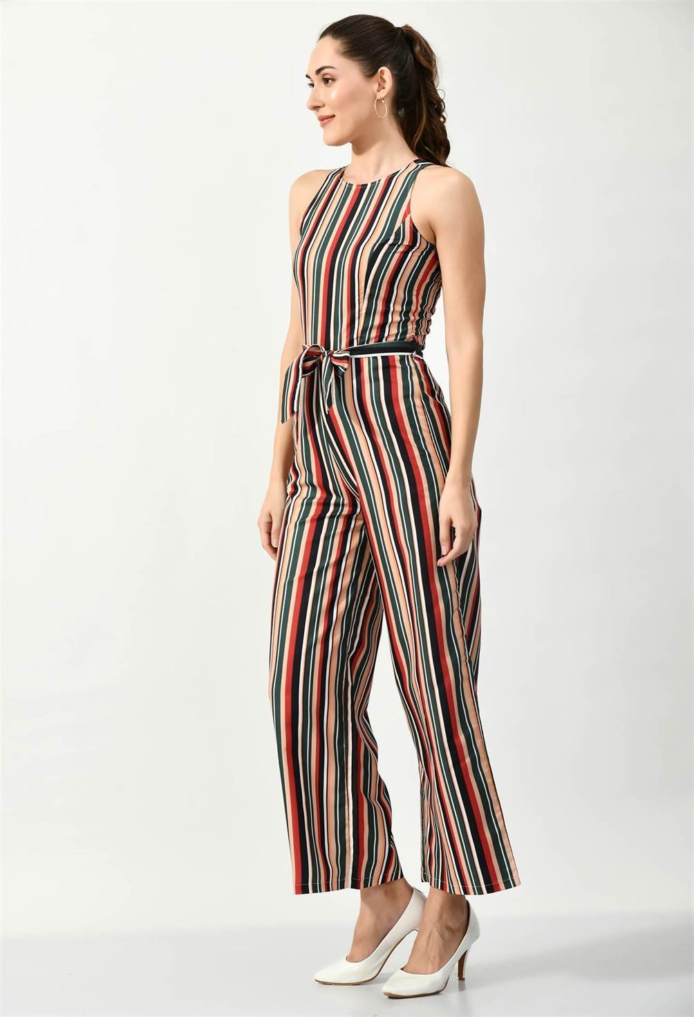 STRIPPED MULTI COLOR SLEEVLESS JUMPSUIT - Waylene