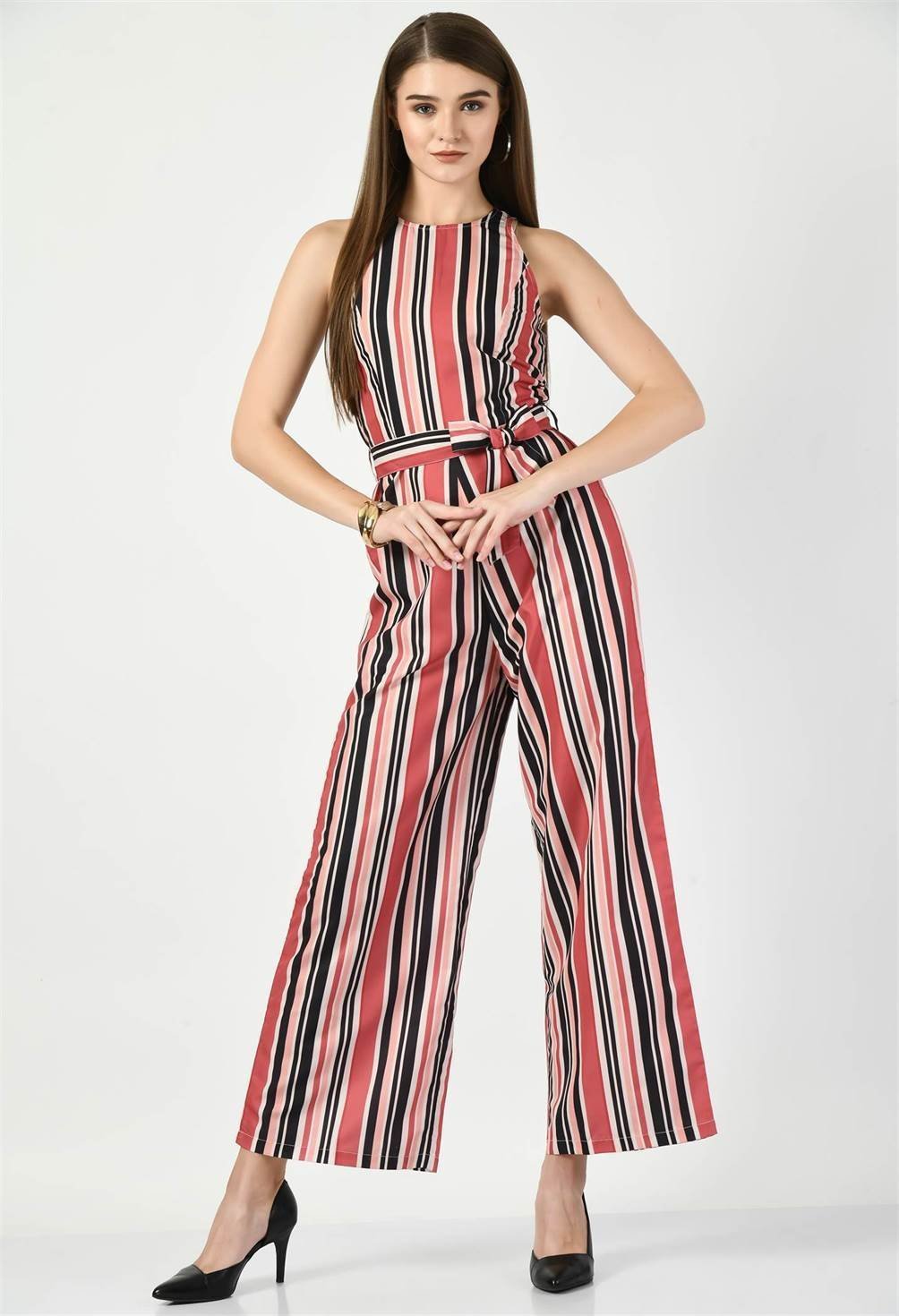 STRIPPED MULTI COLOR SLEEVLESS JUMPSUIT - Waylene