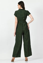 STRIPPED GREEN COLLARED JUMPSUIT - Waylene