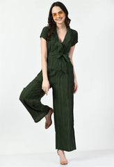 STRIPPED GREEN COLLARED JUMPSUIT - Waylene