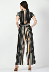 STRIPPED MULTI COLOR COLLARED JUMPSUIT - Waylene