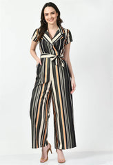 STRIPPED MULTI COLOR COLLARED JUMPSUIT - Waylene