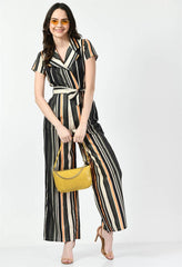 STRIPPED MULTI COLOR COLLARED JUMPSUIT - Waylene